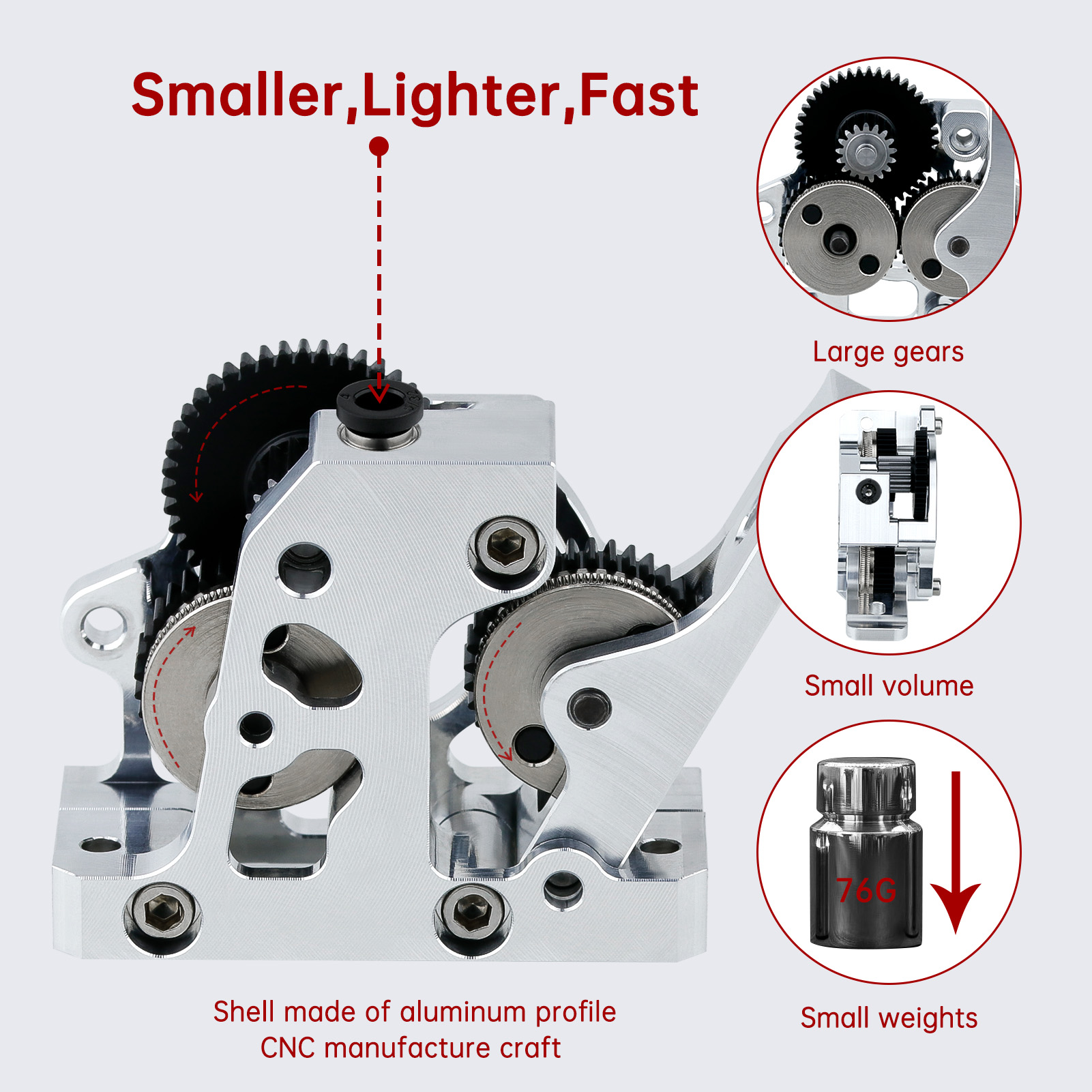 HGX LITE Dual Gear Hard Steel  - đánh giá và giá Direct Drive Dual Gear Extruder High Speed